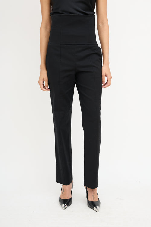 Helmut Lang Black Lace Up High Waisted Trouser