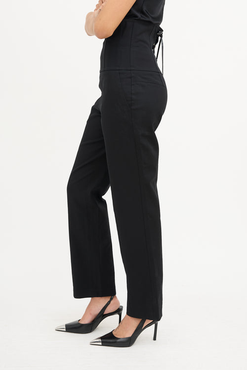 Helmut Lang Black Lace Up High Waisted Trouser