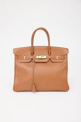 Hermès 1996 Gold Courchevel Birkin 35 Bag