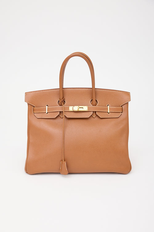 Hermès 1996 Gold Courchevel Birkin 35 Bag