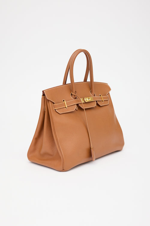 Hermès 1996 Gold Courchevel Birkin 35 Bag