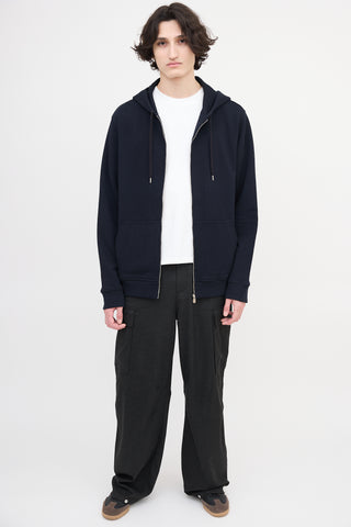 Hermès Zip Up Leather Embroidered Hoodie