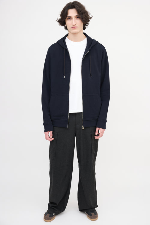 Hermès Zip Up Leather Embroidered Hoodie