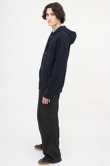Hermès Zip Up Leather Embroidered Hoodie