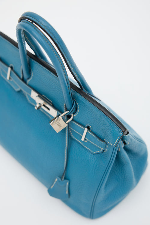 Hermès 2007 Bleu Jean Clemence Birkin 30 Bag