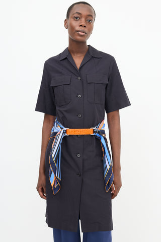 Hermès Blue & Multi Silk Les Courses 90 Scarf