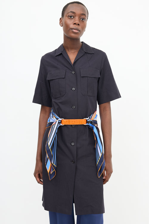 Hermès Blue & Multi Silk Les Courses 90 Scarf