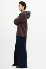 Hermès Brown & Navy Asymmetrical Zip Hoodie