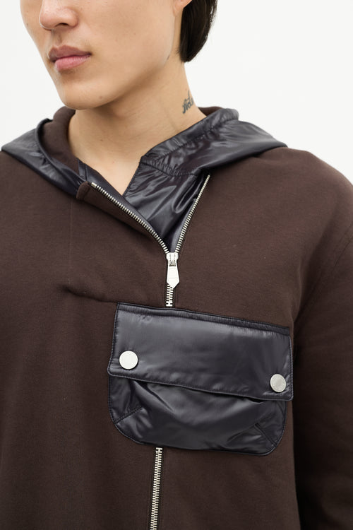 Hermès Brown & Navy Asymmetrical Zip Hoodie