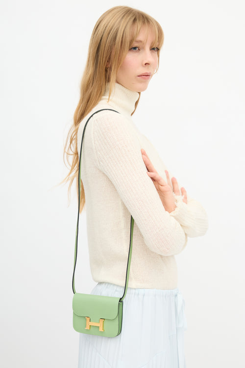 Hermès 2021 Vert Criquet Epsom Constance Slim Wallet
