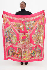 Hermès Pink Cashmere La Danse Du Cheval Marwari 140 Scarf