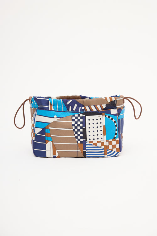 Hermès 2021 Blue & Multi Silk Printed Fourbi 25 Pouch