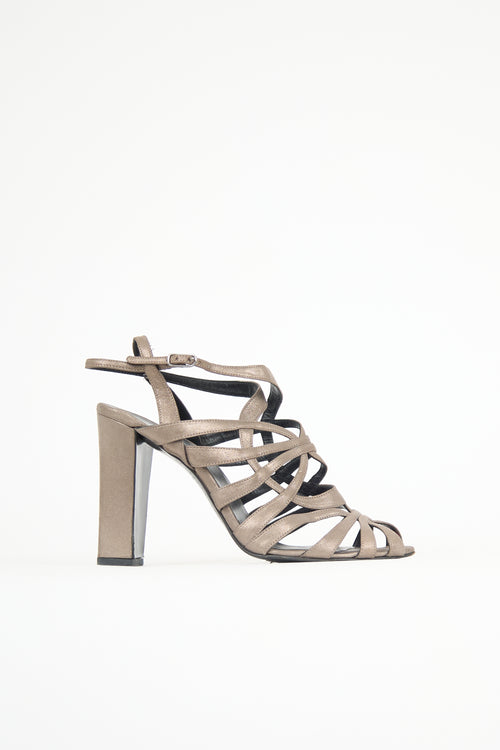 Hermès Metallic Suede Caged Sandal