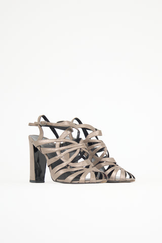 Hermès Metallic Suede Caged Sandal