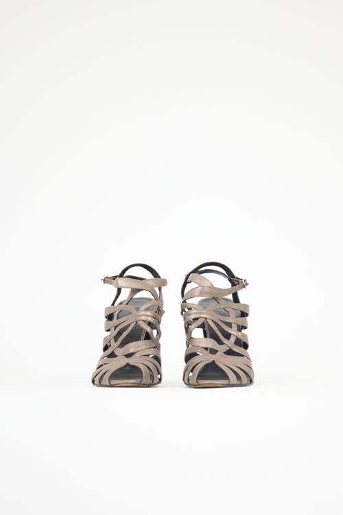 Hermès Metallic Suede Caged Sandal