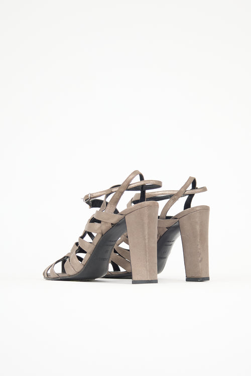 Hermès Metallic Suede Caged Sandal