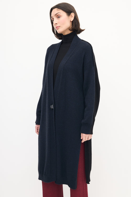 Hermès Navy & Black Cashmere Long Cardigan