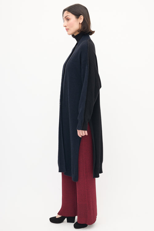 Hermès Navy & Black Cashmere Long Cardigan