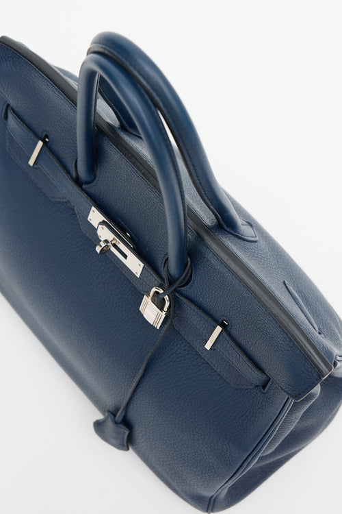 Hermès 2010 Bleu De Malte Clemence Birkin 35 Bag