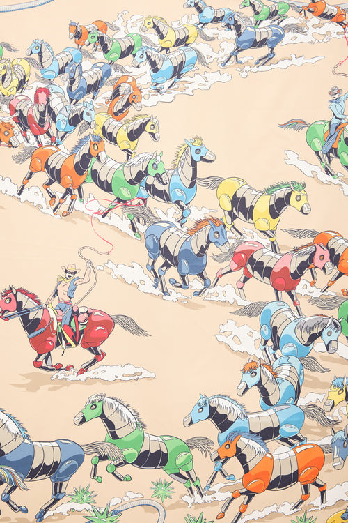 Hermès Silk Les Mustangs II 90 Scarf