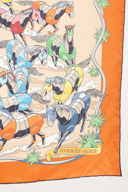 Hermès Silk Les Mustangs II 90 Scarf
