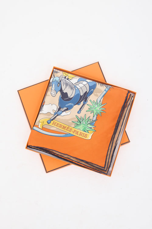 Hermès Silk Les Mustangs II 90 Scarf