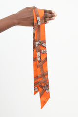 Hermès Orange & Brown Silk Très Kelly Twilly