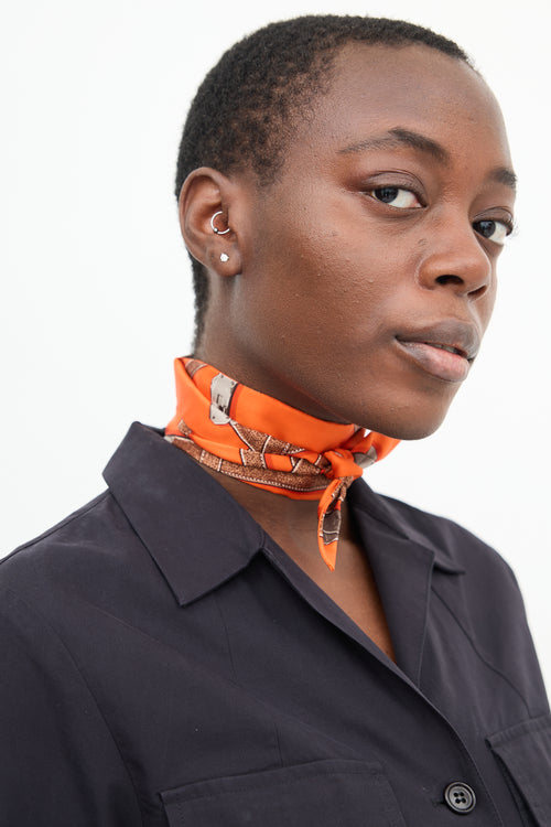 Hermès Orange & Brown Silk Très Kelly Twilly