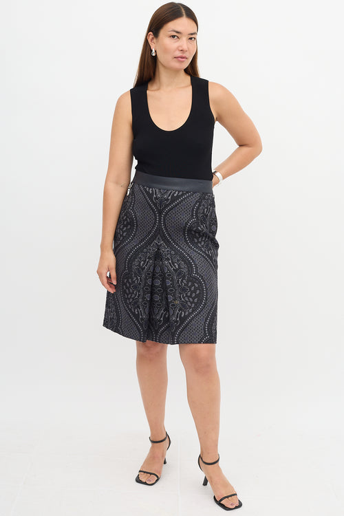 Hermès Paisley Bandana Box Pleat Skirt