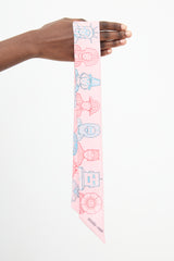 Hermès Pink & Light Blue Silk Dress Code Twilly