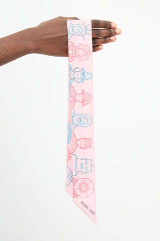 Hermès Pink & Light Blue Silk Dress Code Twilly