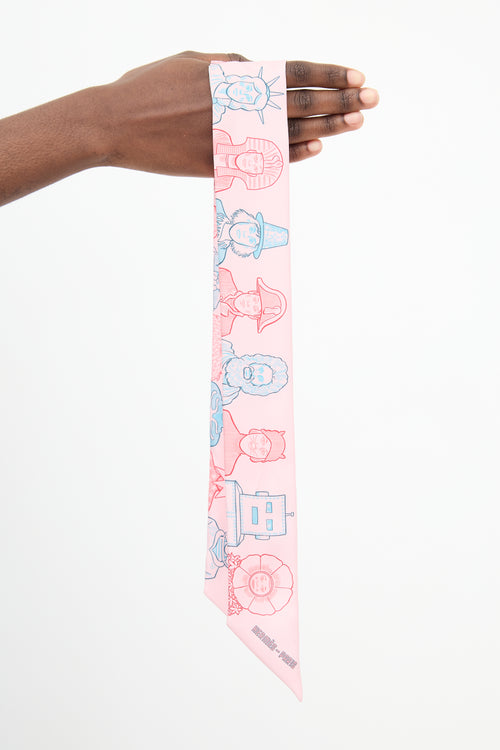 Hermès Pink & Light Blue Silk Dress Code Twilly