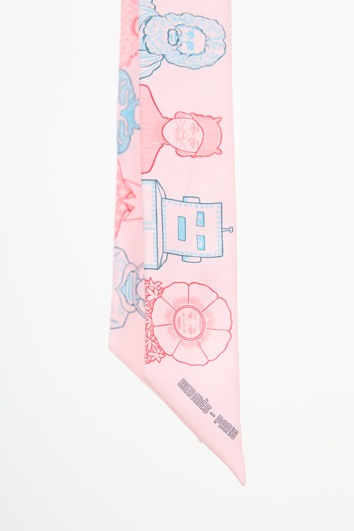 Hermès Pink & Light Blue Silk Dress Code Twilly