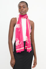 Hermès Pink & Orange Cotton Ex Libris Scarf