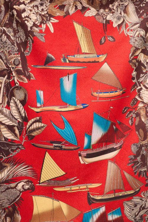 Hermès Red & Multi Tous Les Bateaux Du Monde Scarf