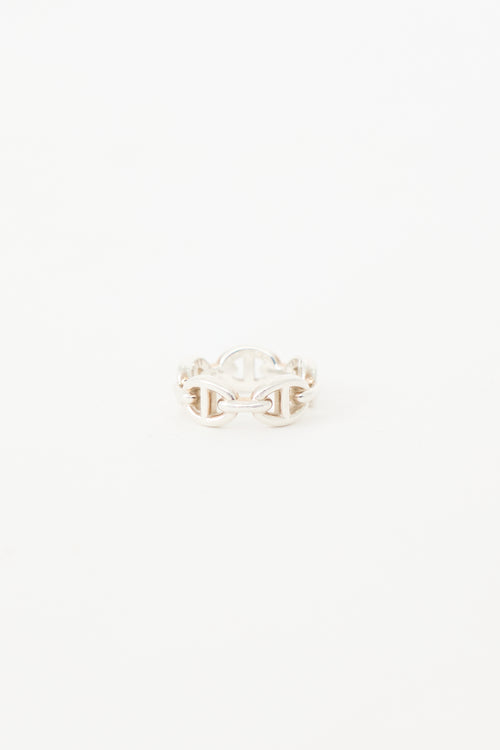 Hermès Sterling Silver Chaine D'Ancre Enchainee Ring