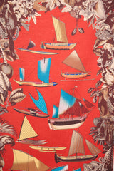 Hermès Red & Multi Tous Les Bateaux Du Monde Scarf