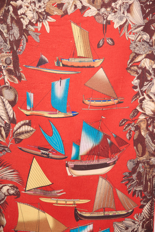Hermès Red & Multi Tous Les Bateaux Du Monde Scarf