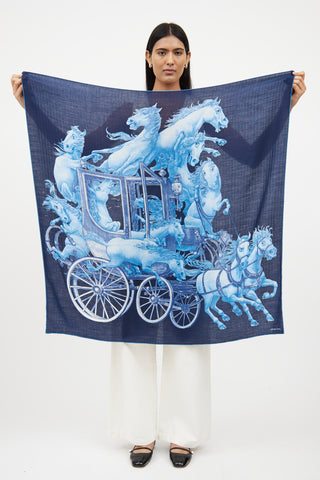 Hermes Blue Grand Carrosse Royal Scarf