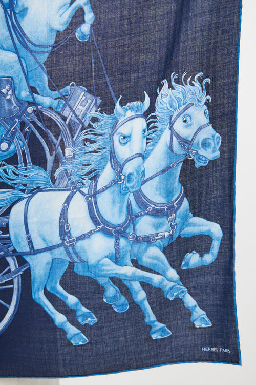 Hermes Blue Grand Carrosse Royal Scarf