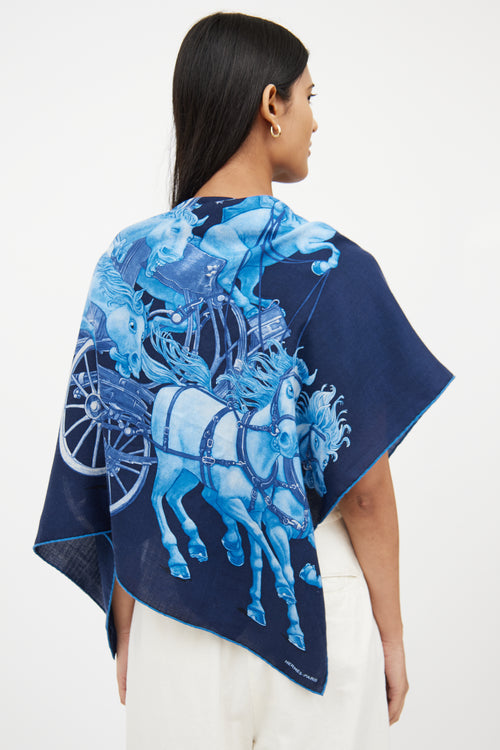 Hermes Blue Grand Carrosse Royal Scarf