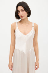 Horses Atelier Cream Satin V-Neck Slip Dress