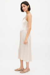 Horses Atelier Cream Satin V-Neck Slip Dress
