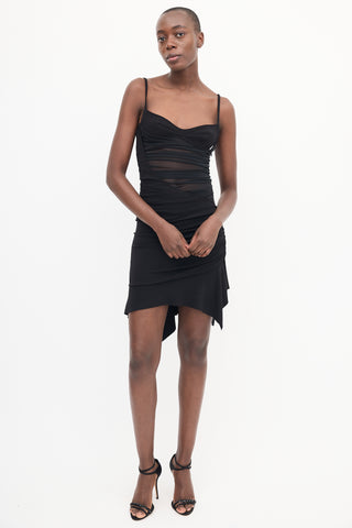 Mugler X H&M Black Mesh Asymmetrical Dress