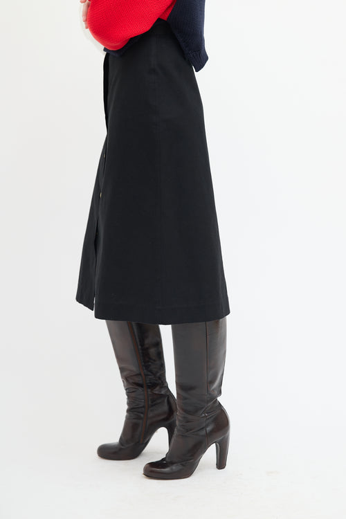 Horses Atelier Black Snap Button Midi Skirt