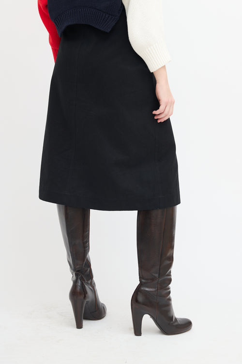 Horses Atelier Black Snap Button Midi Skirt