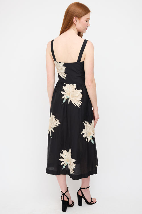 Horses Atelier Black & White Floral Button Up Dress