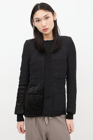 Haider Ackermann Black Satin Quilted Jacket