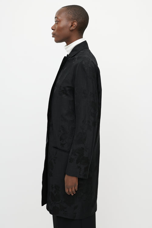 Haider Ackermann Black Rose Jacquard Long Coat