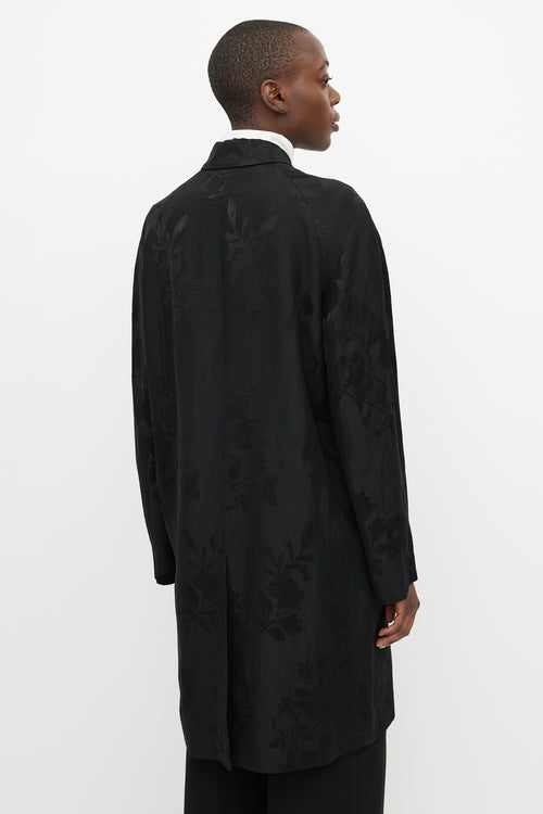 Haider Ackermann Black Rose Jacquard Long Coat